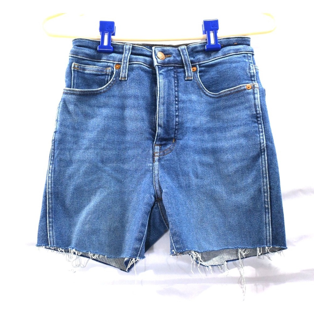 Madewell Curvy Stovepipe Jeans Womens 27 High Rise Raw Hem Crop Denim Shorts